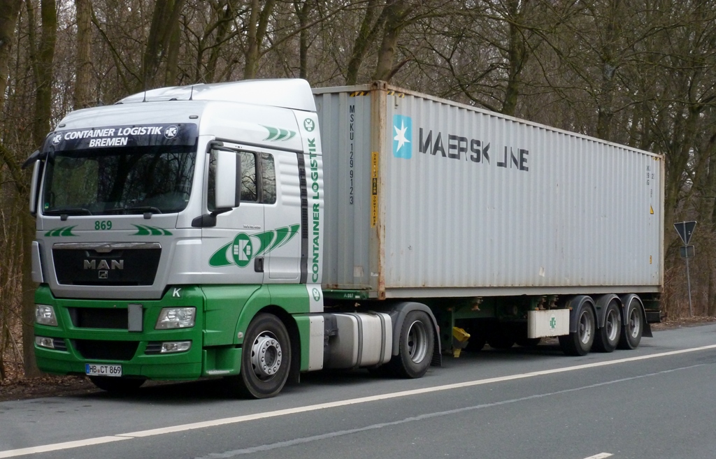 MAN TGX 18.440 EKB Container Logistik Bremen mit 40 ft MAERSK LINE Container  31,03,2013 Herten 