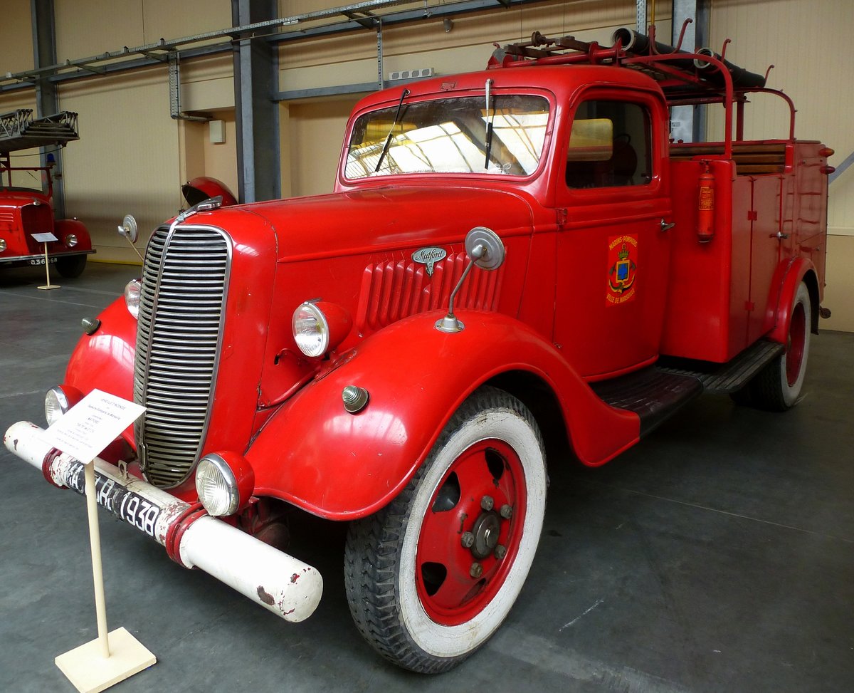 Matford, Feuerwehrmannschaftswagen von 1938, Feuerwehrmuseum Vieux-Ferrette, Mai 2016