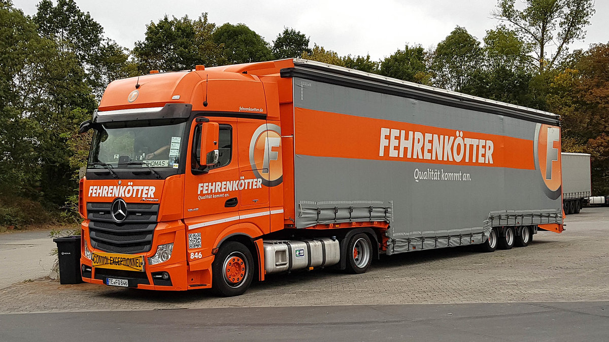 =MB Actros der Spedition FEHRENKÖTTER rastet im September 2019 an der A 7