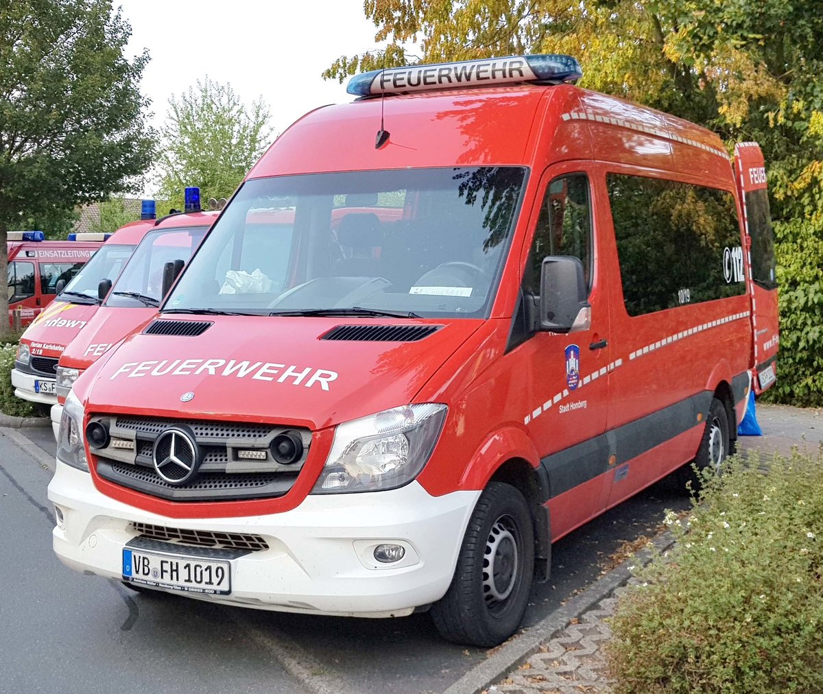 =MB Sprinter als MTW der Feuerwehr HOMBERG steht in Hünfeld anl. der Hessischen Feuerwehrleistungsübung 2019, 09-2019