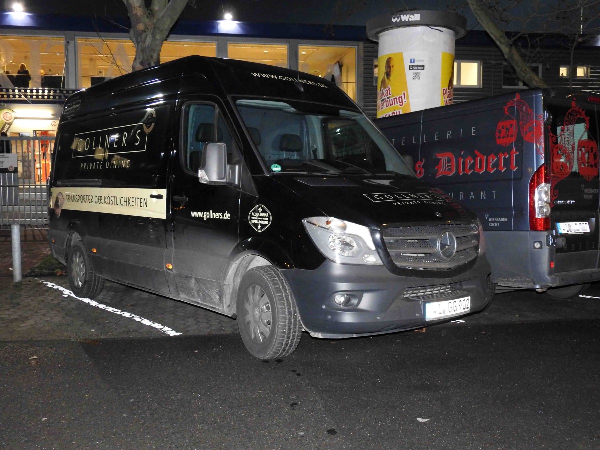 MB Sprinter von  GOLLNERS , gesehen an der Brita-Arena in Wiesbaden im Dezember 2015 