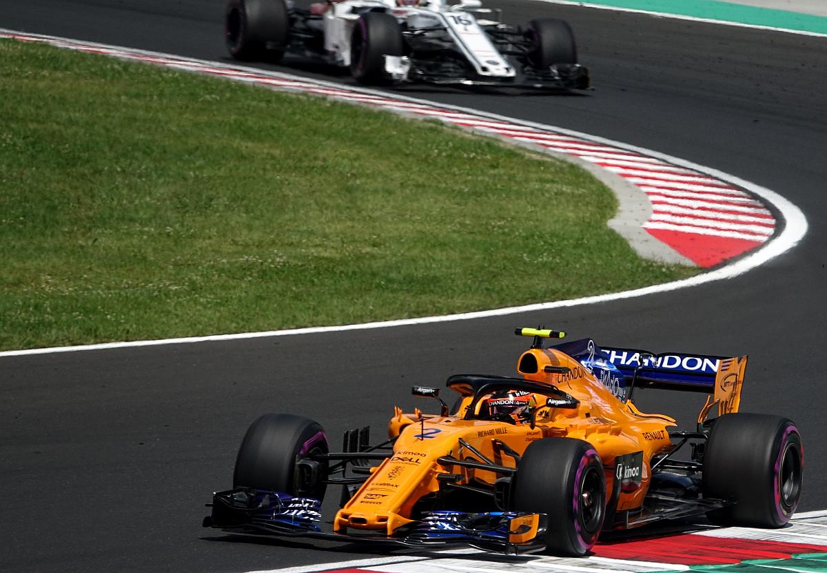 McLaren Rennwagen auf dem Hungaroring am 28.07.2018.