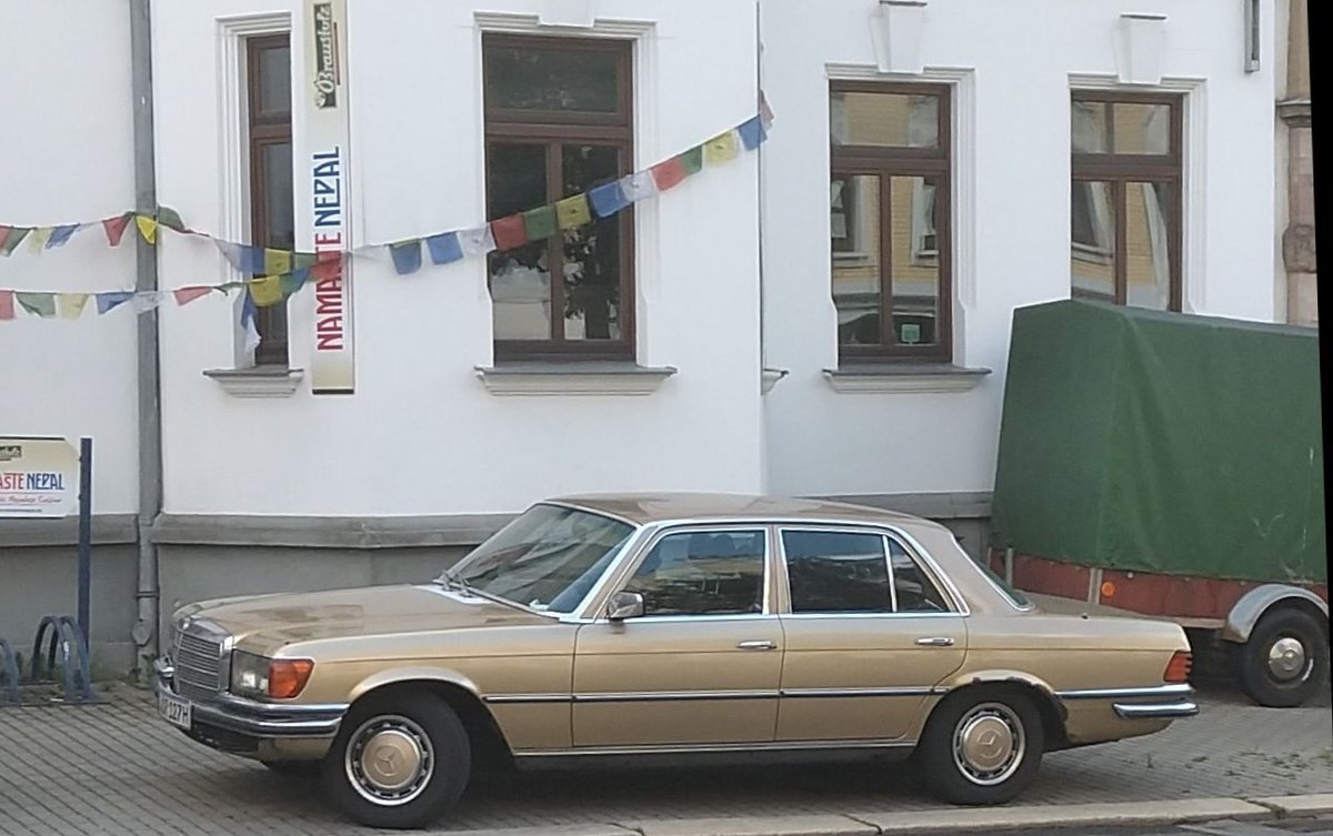 Mercedes Benz W 123 am 18.08.2019 in Chemnitz Yorckstraße fotografiert mit Fujifilm Finepix 8600 und bearbeitet mit Irfanview.