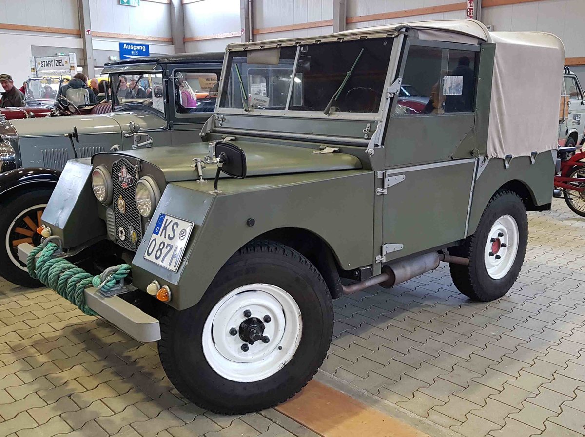 =Minerva-Geländewagen, ein belgischer Lizenzbau des Land Rover, ausgestellt bei der Technorama Kassel im März 2019  