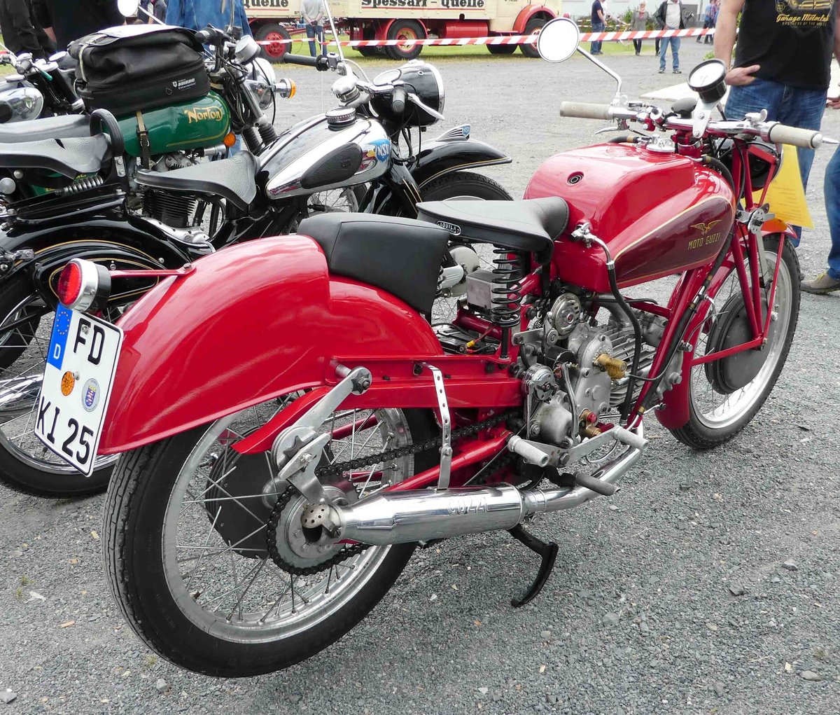 =Moto Guzzi, gesehen bei den Motorrad-Oldtimer-Freunden Kiebitzgrund im Juni 2018