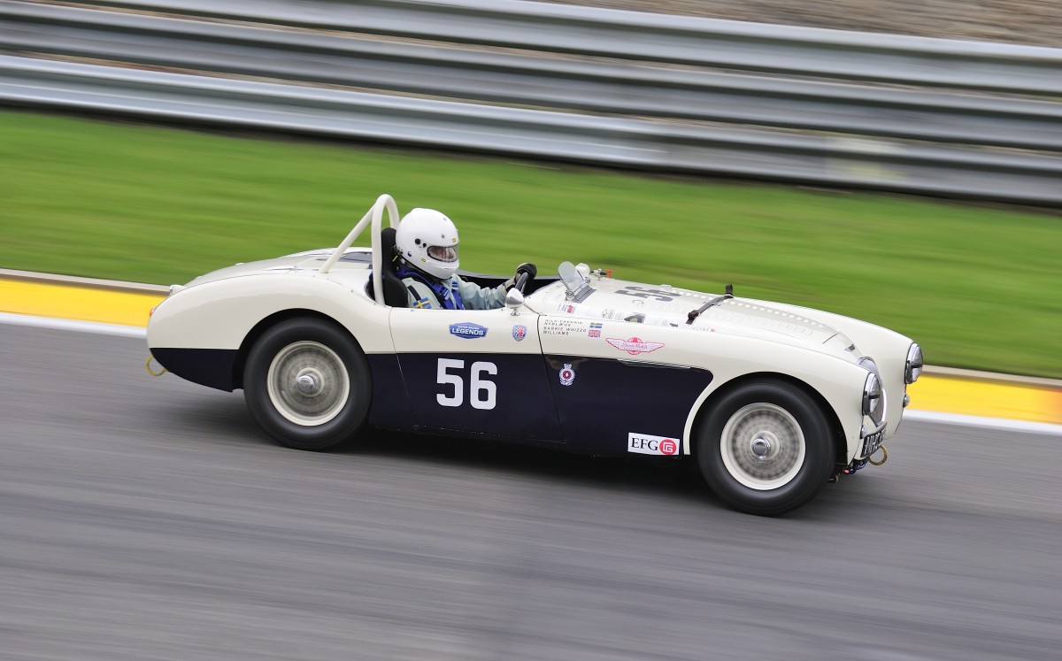 Nr.56, AUSTIN-HEALEY 100M, Bj.1955, 2660ccm, Fahrer: NYBLÆUS Nils-Fredrik (SW) bei der Woodcote Trophy & Stirling Moss Trophy [Motor Racing Legends] SPA SIX HOURS 19.September 2015