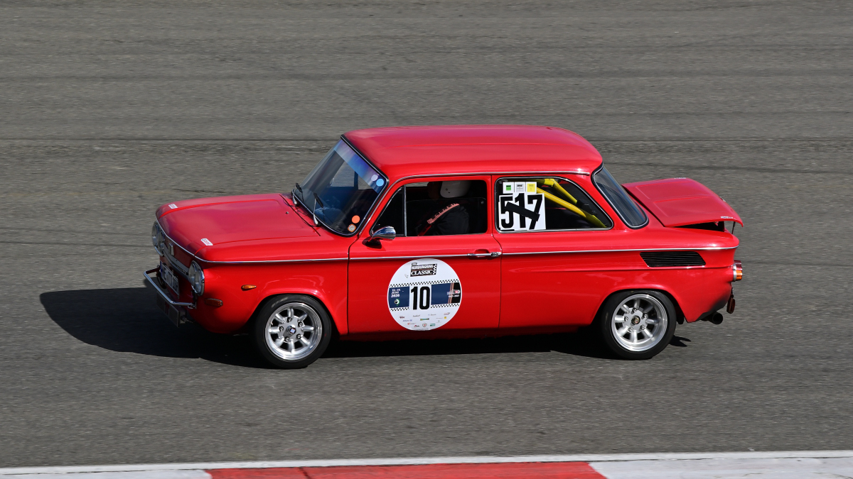  NSU 1200 TT, Bj.:1972, bei den GLP Track Masters am 13.6.2026,  eine sportliche Gleichm��igkeitspr�fung (GLP) f�r Oldtimer und Youngtimer  im Rahmen der N�rburgring Classic. Dabei geht es darum, eine 45-min�tige Fahrzeit mit m�glichst konstanten Rundenzeiten zu absolvieren, anstatt das schnellste Auto zu sein.