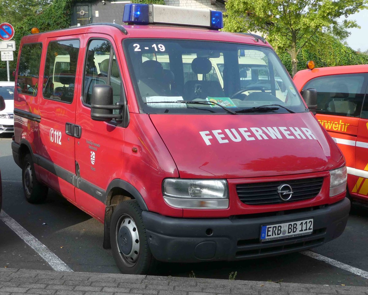 =Opel Movano der Feuerwehr BROMBACHTAL Ortsteil BIRKERT steht in Hünfeld anl. der Hessischen Feuerwehrleistungsübung 2019, 09-2019