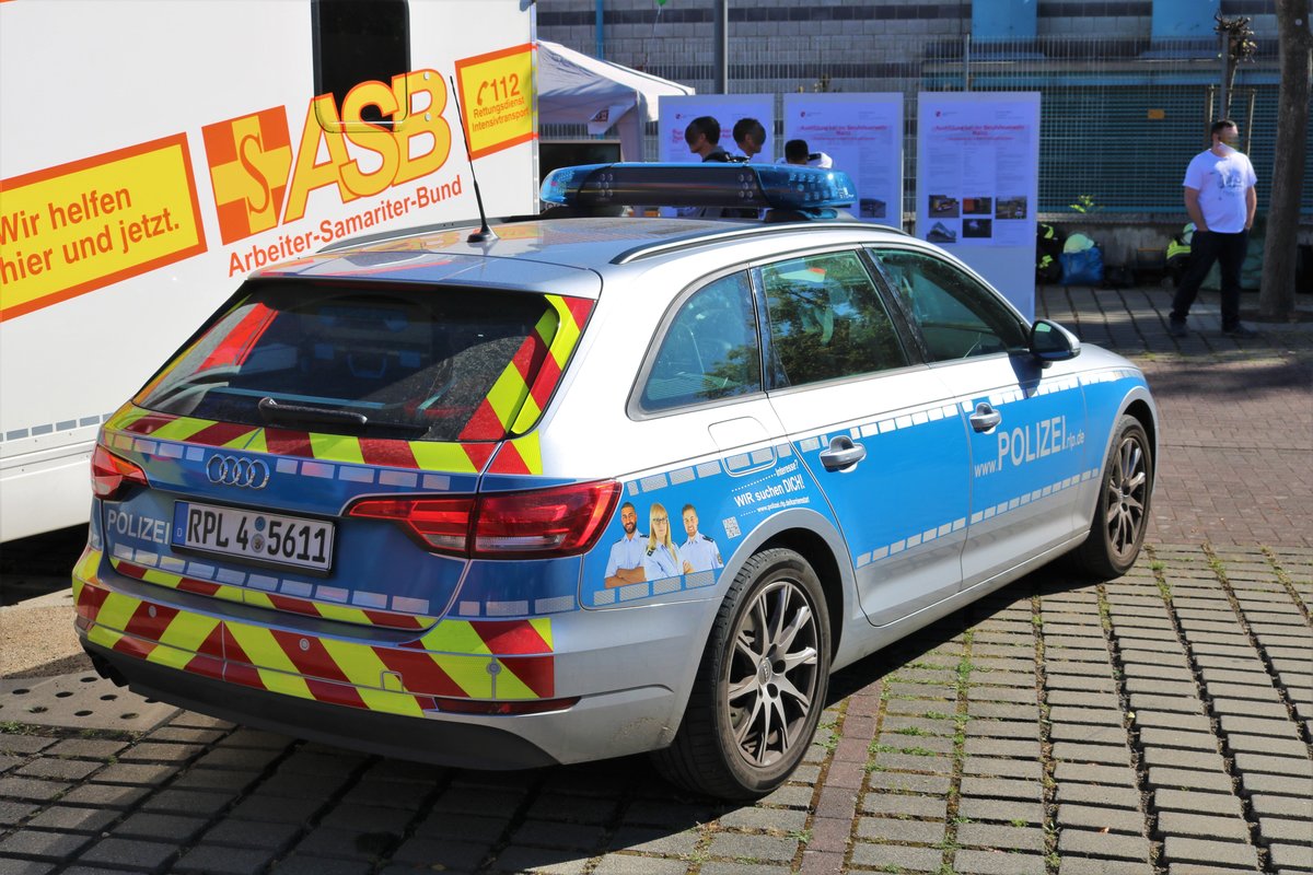 Polizei Mainz Audi A4 FustW am 08.08.18 beim Tag der offenen Tür an der Wache 1 der Feuerwehr