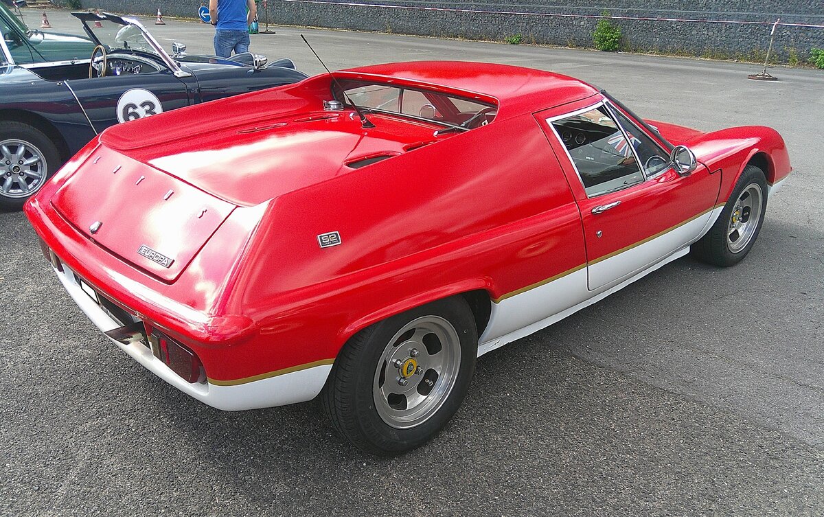 Profilansicht eines Lotus Europa S2. 10. BCMM ( B ritish C ar M otorcycle M eeting) am 19.07.2026 an Mo´s Bikertreff in Krefeld.