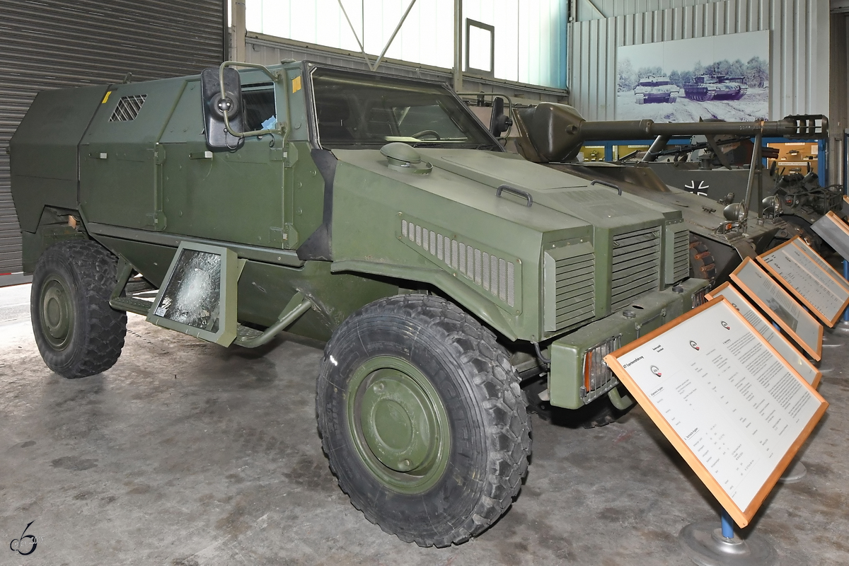 Prototyp des Allschutz-Transport-Fahrzeug (ATF) Dingo als Teil der Wehrtechnischen Studiensammlung in Koblenz. (August 2018)