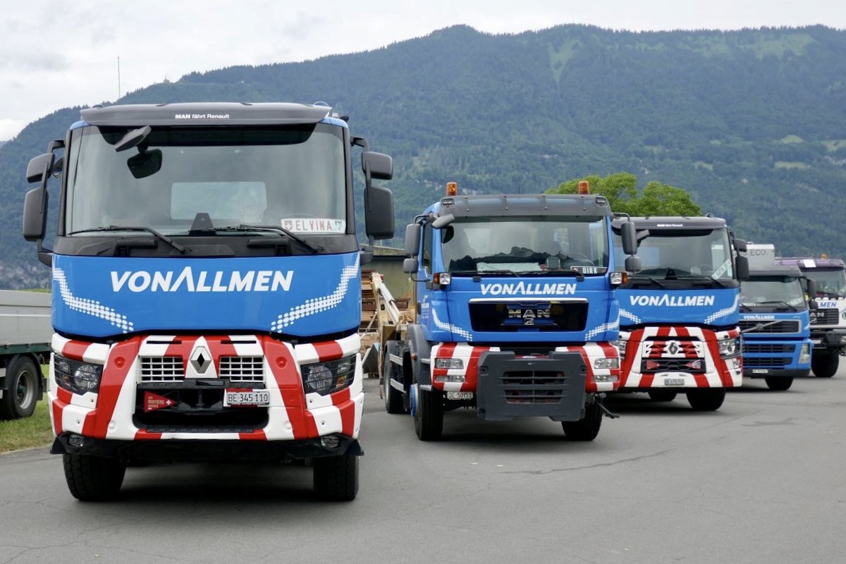 Renault, MAN und Volvo von Allmen am 25.6.18 beim Trucker Festival Interlaken.