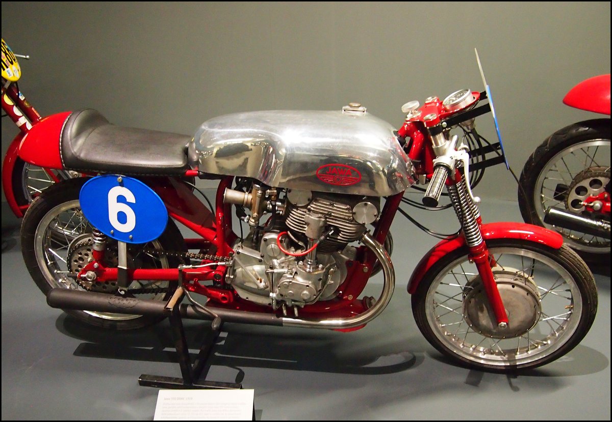 Rennmotorrad Jawa 350 DOHC 1959, Sonderausstellung Jawa in Nationales Technisches Museum Prag am 8.1.2020