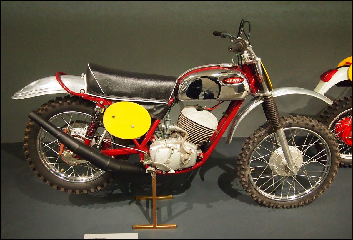 Rennmotorrad Jawa 420 Motokros -1970, Einzilinder-Zweitakt, Sonderausstellung Jawa in Nationales Technisches Museum Prag am 8.1.2020