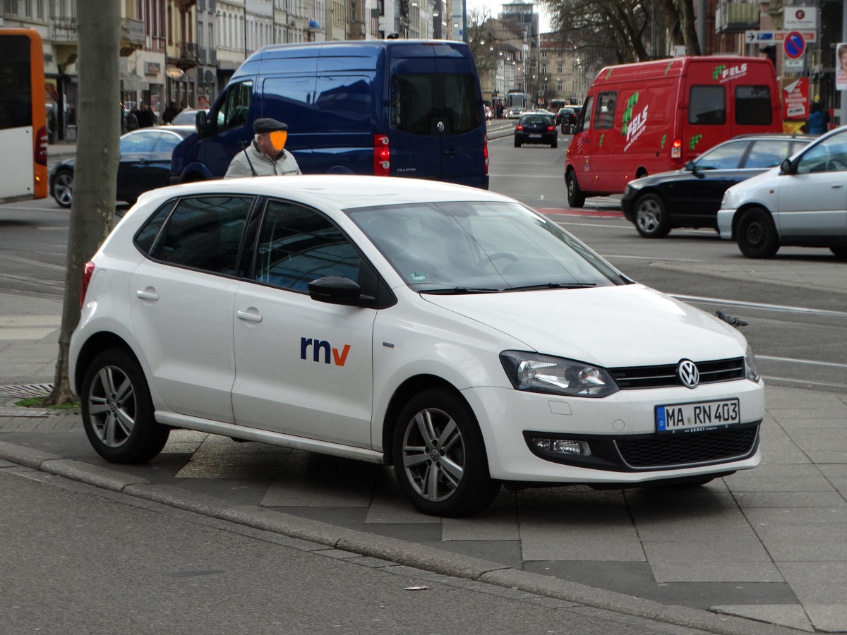 RNV VW Polo am 25.02.16 in Heidelberg