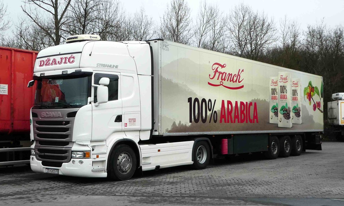=Scania von  DZAJIC  rastet im Februar 2017 auf dem Autohof Fulda-Nord