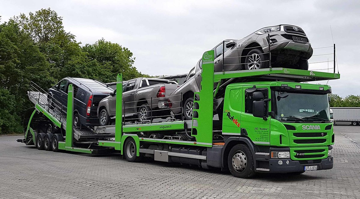 =Scania P 410-Autotransporter der Firma AUTEKS, Mai 2019