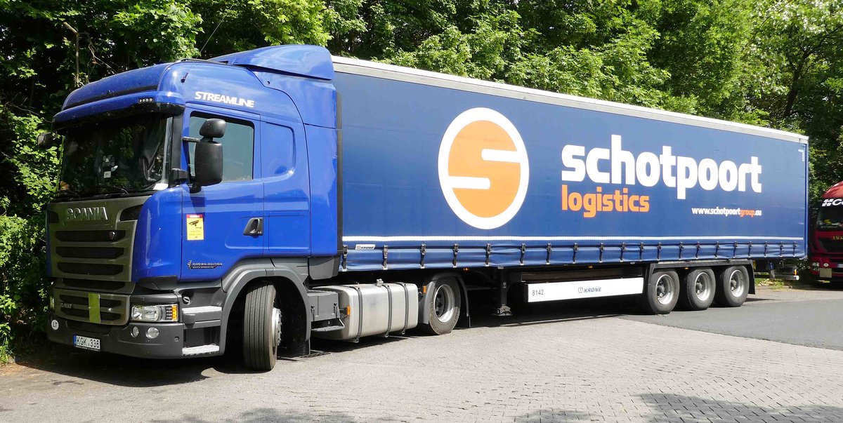 =Scania R450-Sattelzug rastet im Mai 2018 am Rasthof Fulda-Nord