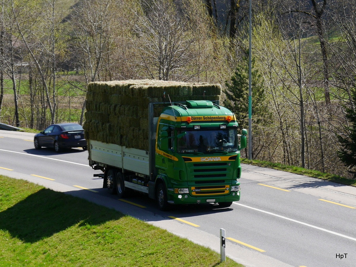Scania R560  unterwegs bei Truebschachen am 27.03.2017