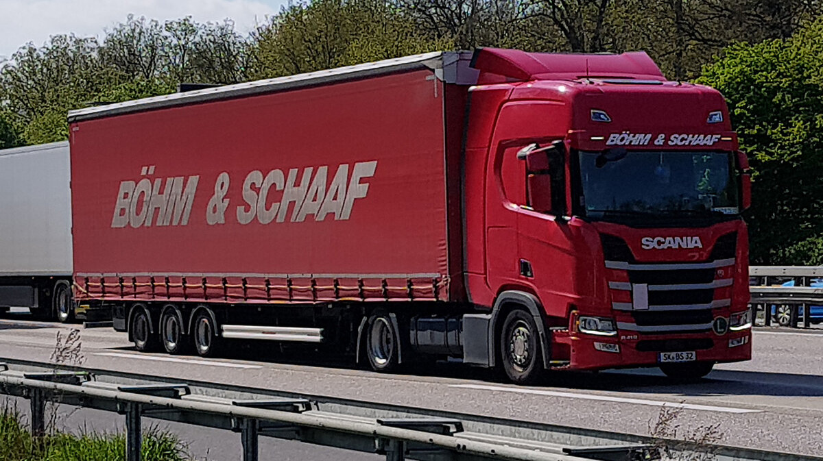 =Scania der Spedition BÖHM & SCHAAF ist im Mai 2022 unterwegs auf der A 3