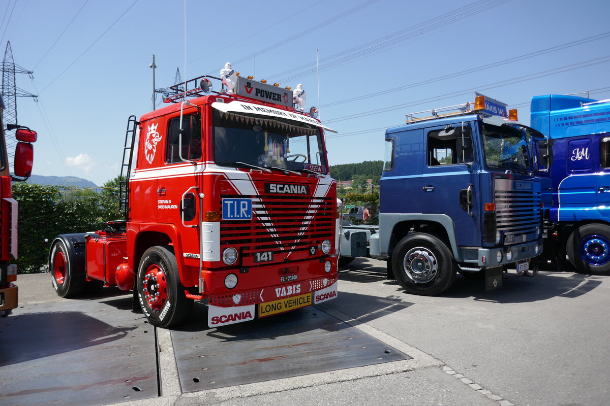 Scania Zugmaschinen von Stefan B. und Jan Meijndert am 20.6.26 bei der L�ndle Truckshow.