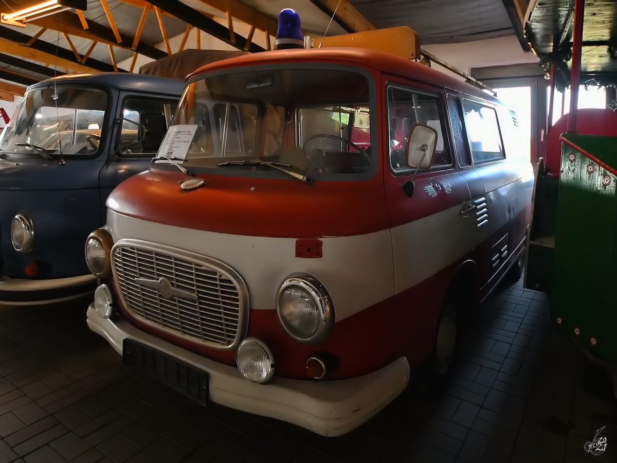 Teil der Feuerwehrausstellung im DDR-Museum Dargen ist dieses Kleinlöschfahrzeug KLF8. (August 2021)