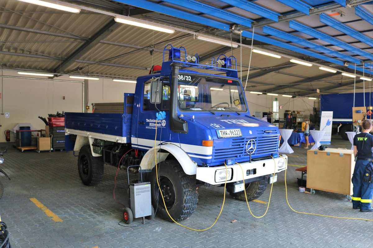 THW Ortsverband Wiesbaden Mercedes Benz Unimog U435 (Heros Wiesbaden 36/32) am 04.08.18 in Wiesbaden beim Tag der offenen Tür