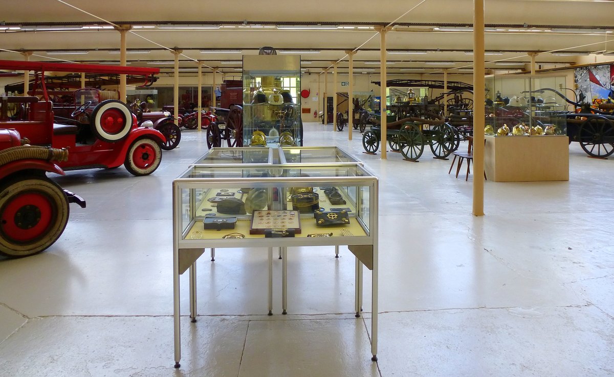Vieux-Ferrette, Blick in eine der Ausstellungshallen des Feuerwehrmuseums, Mai 2016