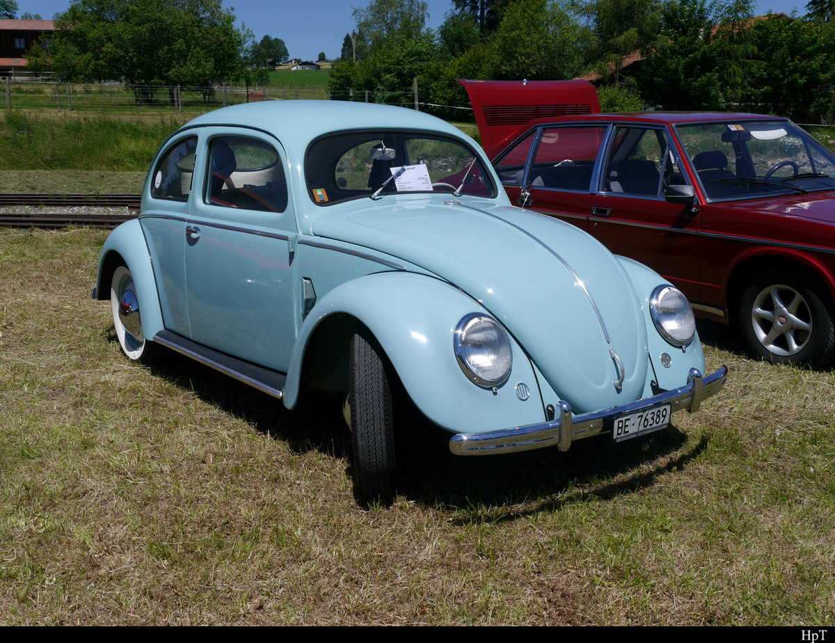 VW Käfer Oldtimer an einer kleine Oldtimer Ausstellung auf dem Areal von La Traction in Pre Petitjean am 23.06.2018