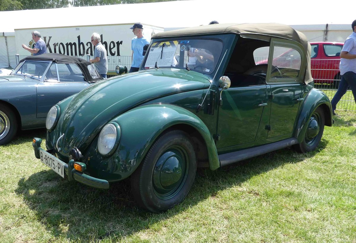 =VW Käfer Typ 18A, Bj. 1949, steht auf dem Ausstellungsgelände in Bad Camberg anl. LOTTERMANN-Bullitreffen im Juni 2019