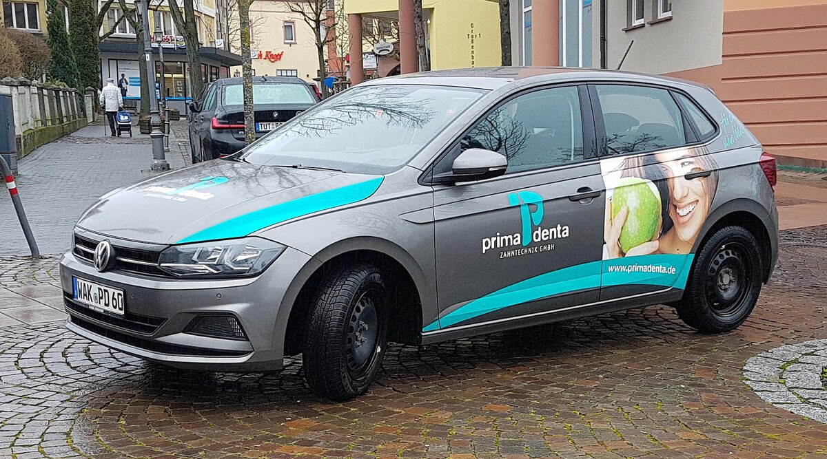 =VW Polo von  prima denta  unterwegs in Hünfeld im Februar 2022