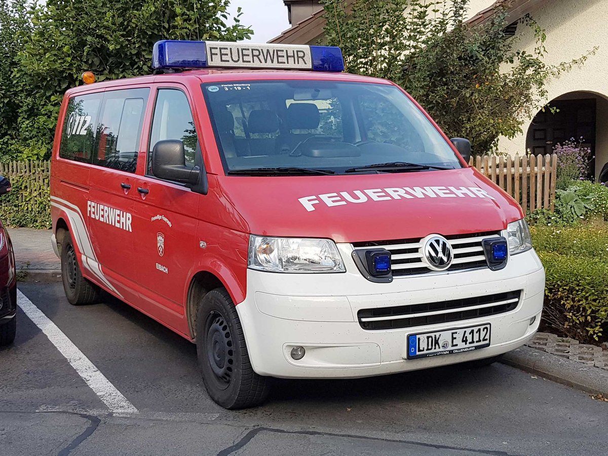 =VW T 5 der Feuerwehr EIBACH steht in Hünfeld anl. der Hessischen Feuerwehrleistungsübung 2019, 09-2019