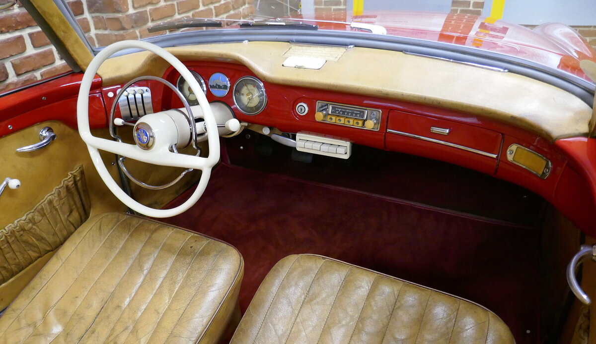Wartburg Sport 313.1, Blick in den Innenraum, Fahrzeugmuseum Suhl, April 2025