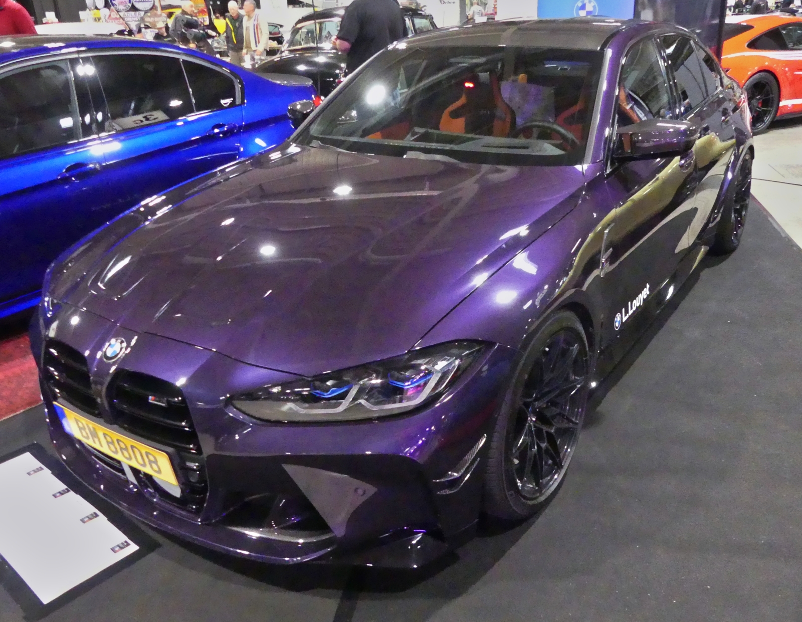 BMW M3 Limousine G80, das Coupé und Cabriolet dieses Typs werden als BMW M4 G82 angeboten. Wird seit 2020 gebaut, Motor: 6 Zyl. Reihenmotor mit Biturbo, 2993 ccm, 480 PS, 6 Gang Schaltgetriebe, aufgenommen bei Autojumble in Luxemburg. 03.2026 