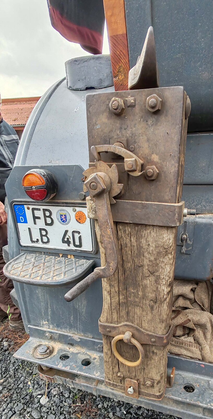 =Bockwinde des Lanz-Bulldog, gesehen bei der Alsfelder Bulldogmesse, 10-2025