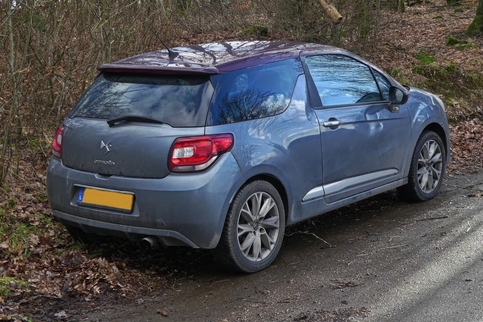 Citroën DS 3 steht am Rande eines Feldweges. 01.2024