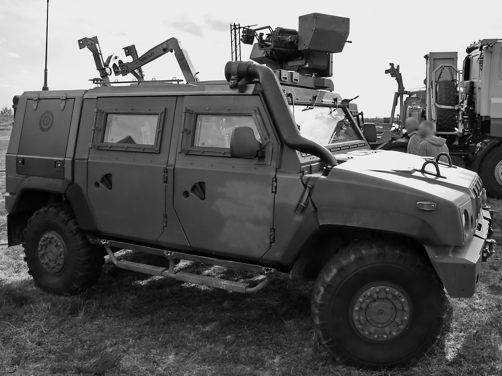 Dieses leichte taktische Mehrzweckfahrzeug Iveco LMV (Light Multirole Vehicle) Lynx SPS (Self-Protection System) war Mitte September 2026 in Leopoldsburg ausgestellt.