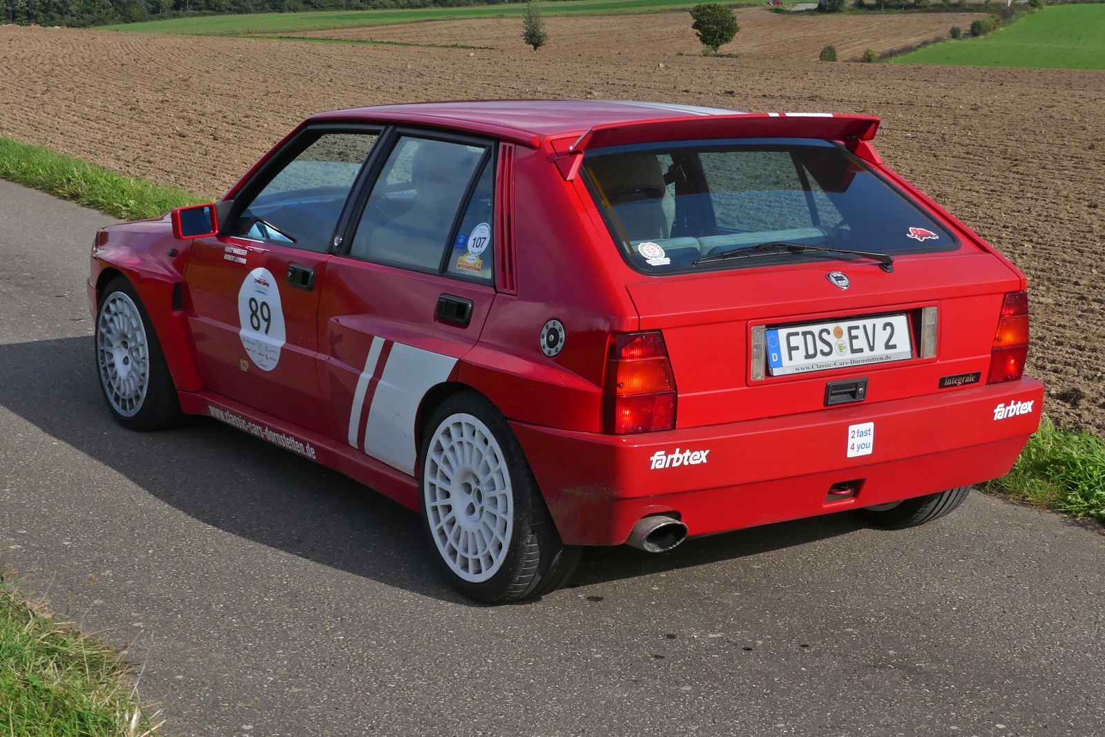 Heckansicht des Lancia Delta Integrale Evo 3, bei der Luxemburg Classic Ralley. 29.09.2023
