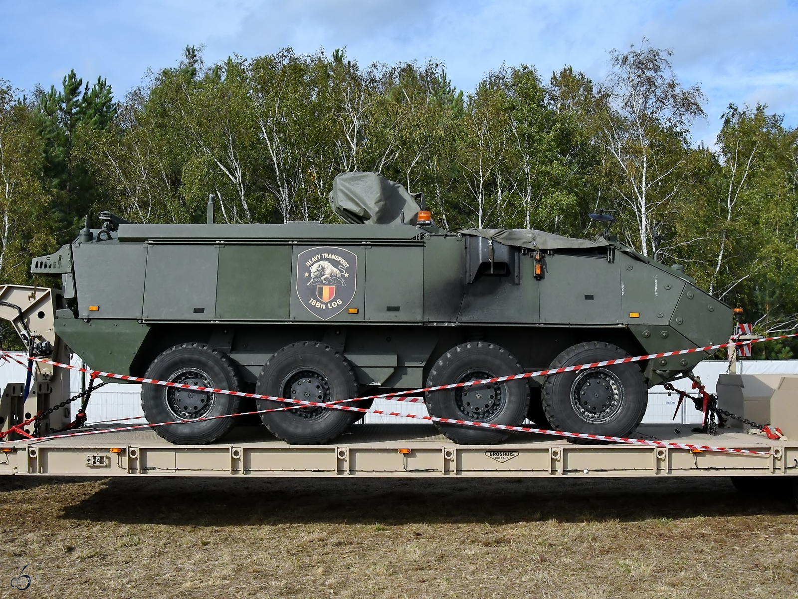 Hier zu sehen ein MOWAG Piranha IIIC 8x8-Radpanzer, wie er in der Belgischen Armee zum Einsatz kommt. (Leopoldsburg, September 2026)