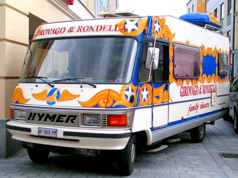 HYMER-Wohnmobil eines Familien-Theaters, anlssl. der italienischen Tage in Ried i.I.; 080718