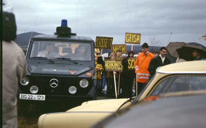 Mercedes 280 GE des BGS (heute Bundespolizei), unterwegs im Grenzgebiet zwischen Hessen und Thringen anl. der Grenzffnung im Jahr 1989