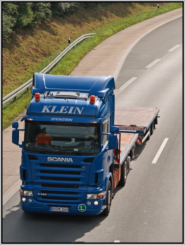 Scania R420 ist Richtung Norden unterwegs. (02.09.2008)