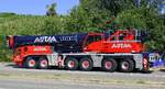 Grove GMK 6450-1, Autokran beim Halt auf dem Parkplatz am Grenz�bergang in Breisach am Rhein, Juli 2026