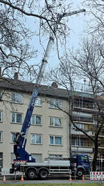 Im Bild ein MAN-Autokran TGM 26.320 BL 6x2 Böcker AK 46/6000, welcher Anfang Februar 2026 in Bochum eingesetzt wurde.