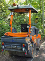 Das Heck einer Tandemwalze Hamm HD 14i, welche Anfang August 2025 in Hattingen abgestellt war.