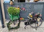 =altes Damenfahrrad als Werbetr�ger f�r die Gastrobar UNIQUE in Lofer, 08-2026