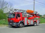 Drehleiter MAN LE 14.220 Aufbau Magirus DLK 18-12 CC der Feuerwehr Enghien, Aufnahme am 21.04.2007