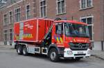 Wechselladerfahrzeug Mercedes-Benz Actros MP3 2641L 6x4 Aufbau Leebur Multilift & Vanassche der BF Antwerpen, Aufnahme am 21.07.2012 in Brussel