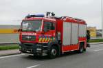 Rüstwagen-Kran MAN TGA 18.360 Aufbau Somati der BF Antwerpen, beim Umzug in die neue Hauptfeuerwache, Aufnahme am 06.05.2009