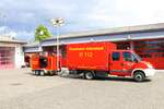 Feuerwehr Altenstadt (Hessen) IVECO Daily GW-L (Florian Altesntadt 1/64) mit Notstromanhänger am 29.07.23 bei einen Fototermin.
